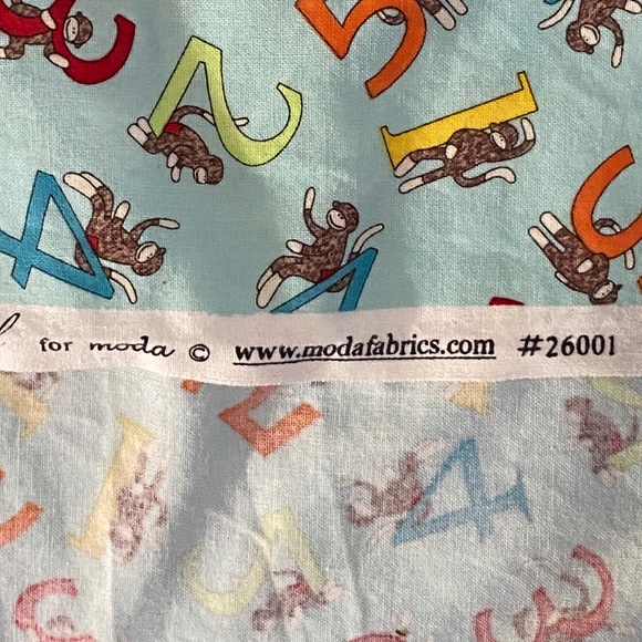 5 Funky Monkeys Cotton Fabric Erin Michael Modo Sock Monkey Blue 1.5 yd x 42" - Picture 7 of 7